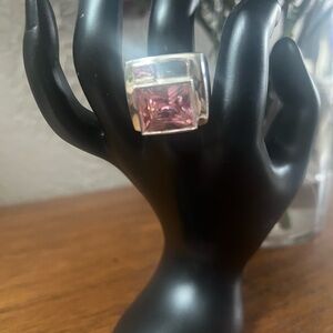 Elegant Pink and Silver Women's Ring